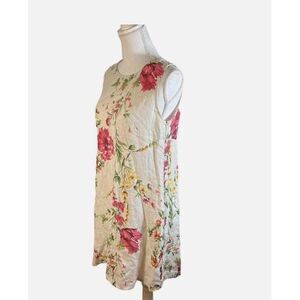 Bellambra‎ Linen Dress Womens Large Made In Italy Floral Shift Shoulder Tie- NWT